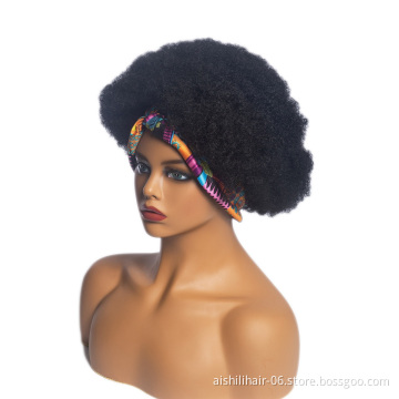 Aishili wholesale synthetic fiber explosion hair wig grip headband wigs for black women